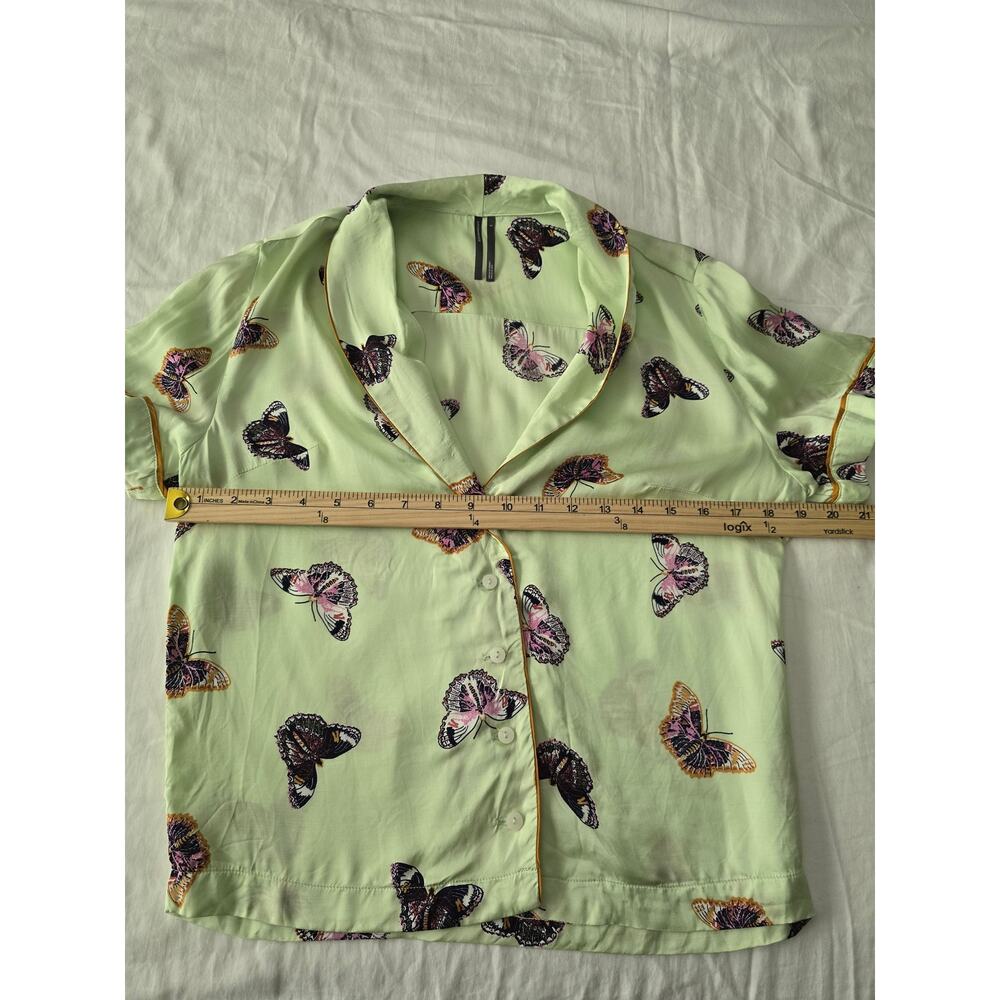 Anthro Butterfly Pajama Set Top S Shorts XS Green Lounge Sleepwear Resort girly - Picture 10 of 15